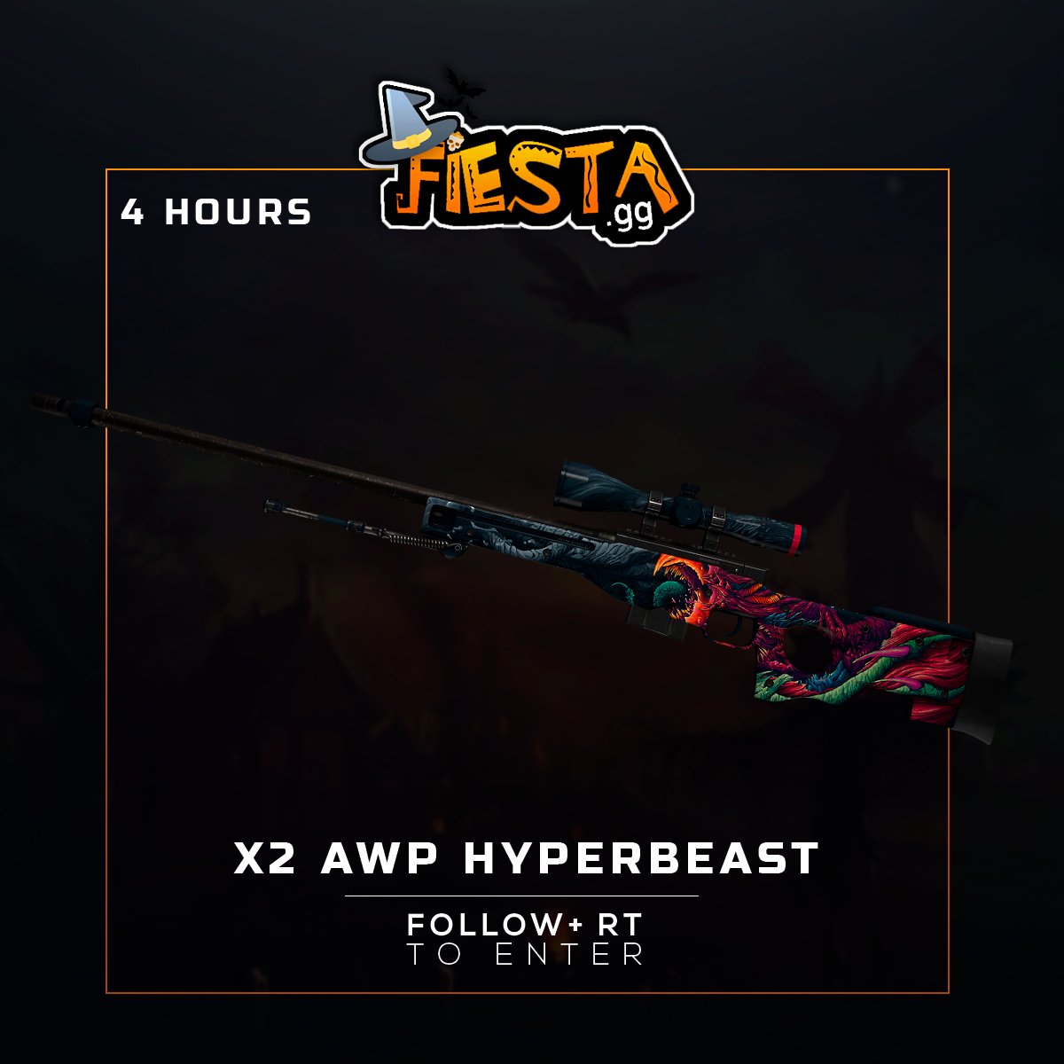 fiestagg's tweet photo. 🎃 x2 AWP HYPERBEAST 🎃

▶️ RT+ Follow
✅ Notifications on! 
▶️ VISIT fiesta.gg

🧙‍♀️ 4 Hours! 🧙‍♀️ https://t.co/AfB4xpWaJ7