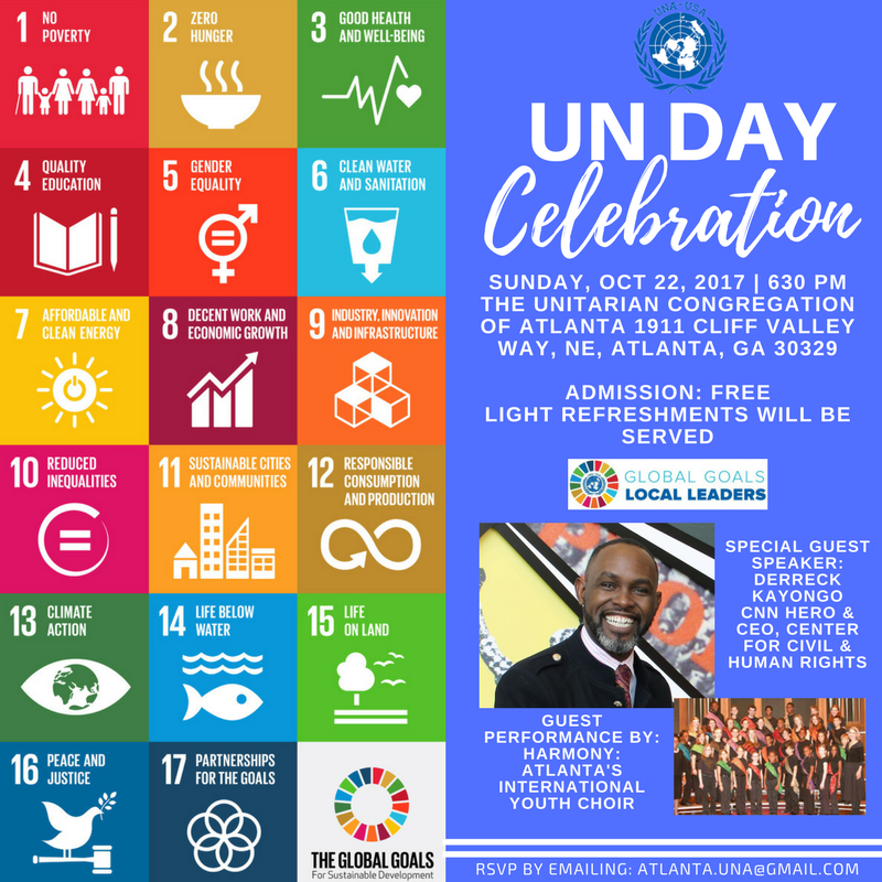 Ruhi_Rahman's tweet photo. Bring a friend and join @UNAofAtlanta TOMORROW at 6:30pm to celebrate #UNDay with @Ctr4CHR's #DerreckKayongo #USAforUN #UNDay #GlobalGoals https://t.co/KK4WSapDdB