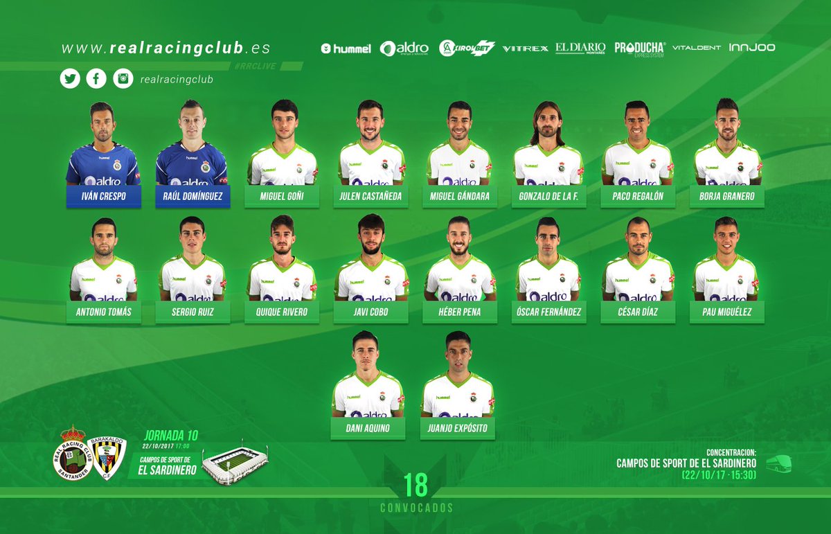 realracingclub's tweet photo. Convocatoria del @realracingclub para el partido de mañana domingo (17:00 horas) ante el @barakaoficial 👥✅ #ComparteTuSentimiento https://t.co/3lW9s1m4rJ