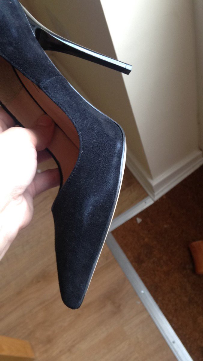 84tracym's tweet photo. @OfficeShoes brand new shoes arrived in this condition! Disgraceful! The reason I ordered on line, as in store were just as bad! https://t.co/Y5EORmhX0I