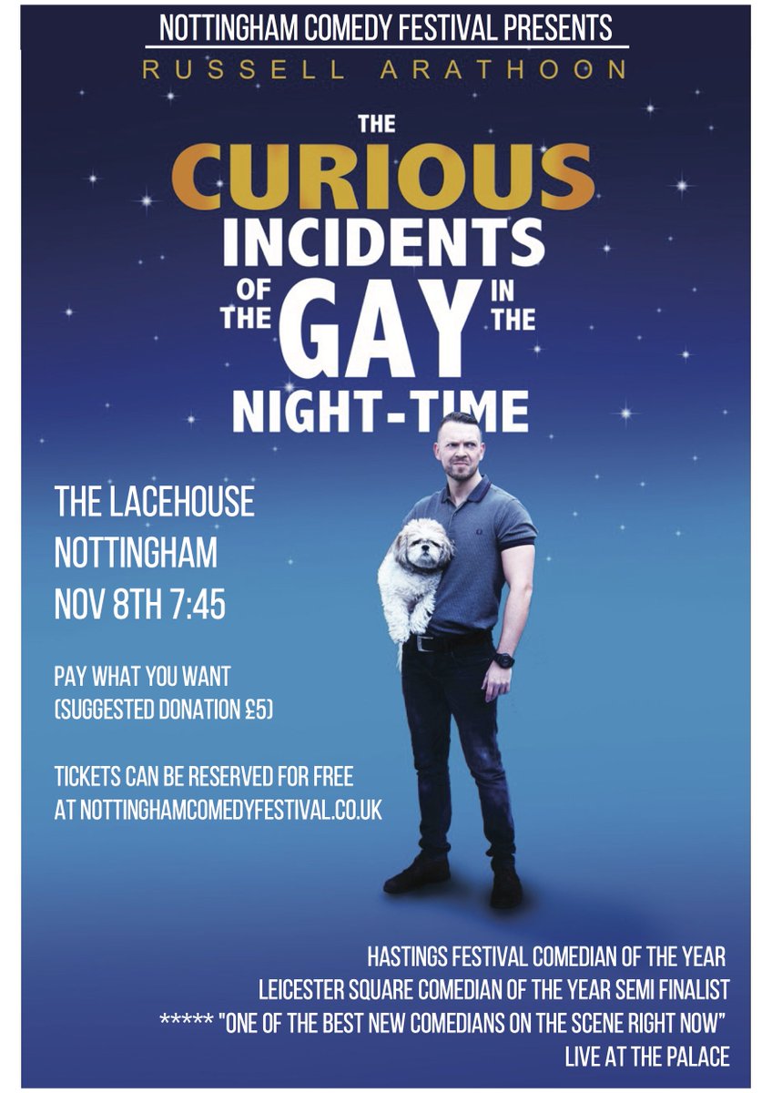 russellarathoon's tweet photo. Can you RW bringing my solo show to notts comedy festival https://t.co/Y2E7NQsuAY