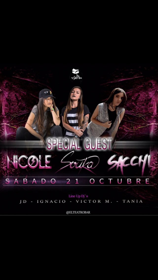 elteatrobar's tweet photo. Hoy sábado las Djanes toman el control de #ElHall Chicas no pagan Cover https://t.co/S8dDCTk0gk