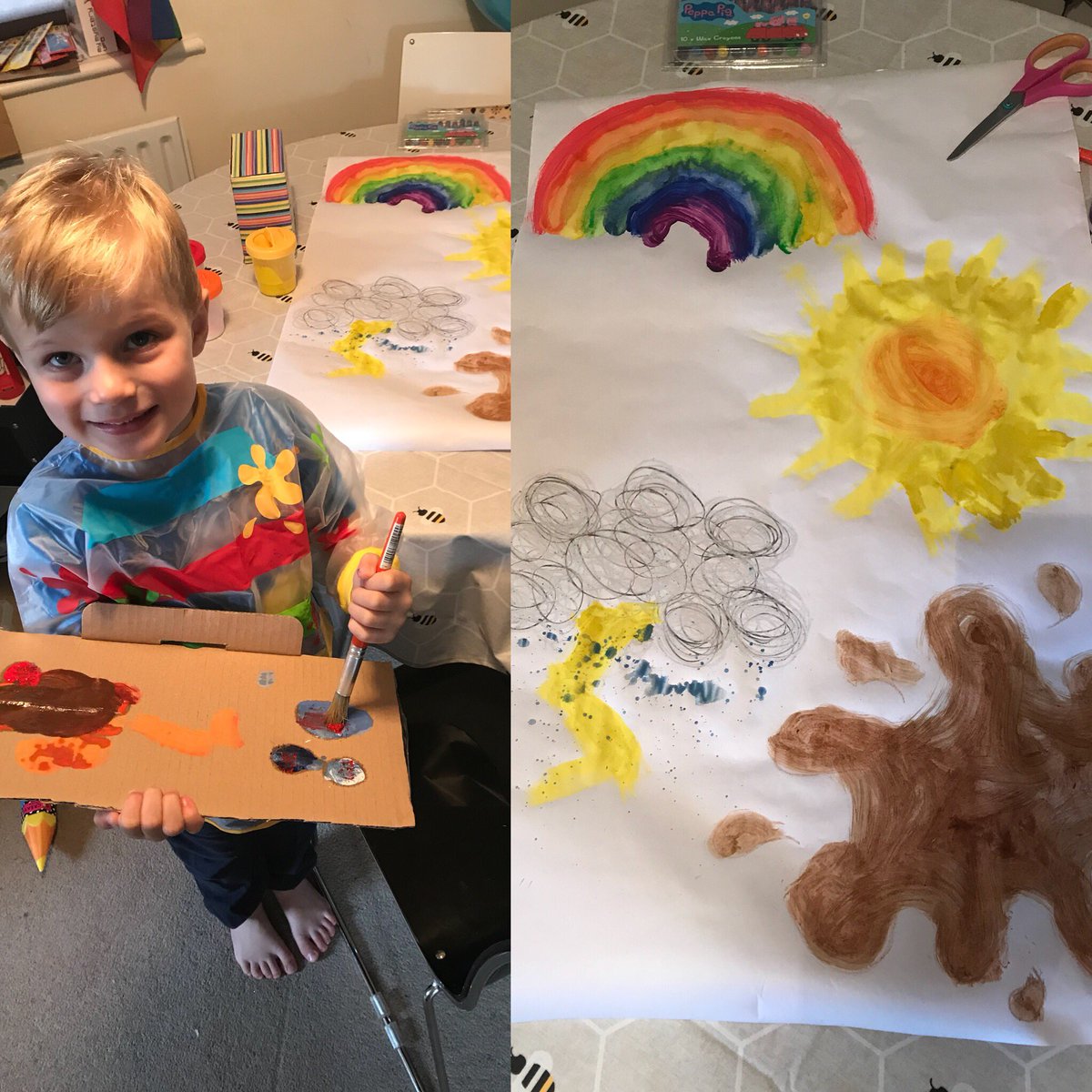 CVW_74's tweet photo. Our very own behaviour chart for Home to carry on the great work of #RKStps 🌈☀️⛈💦 #keentoplease #saturdaymorning #painting https://t.co/71UZEMqjWJ