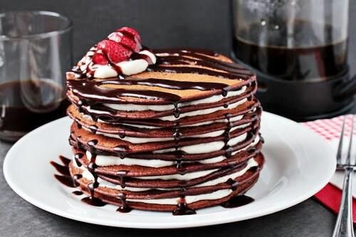 Cooking4Kitchen's tweet image. Thin Chocolate Pancakes and Marshmallow Stack. ❤❤