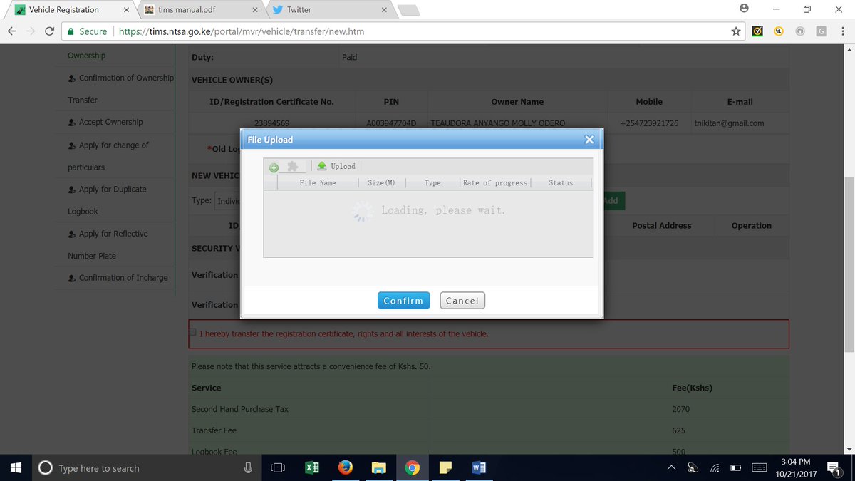<a href="/ntsa_kenya/">NTSA KENYA</a> Is there a problem with TIMS when it comes to uploading a logbook? It has been like that for over an hr now