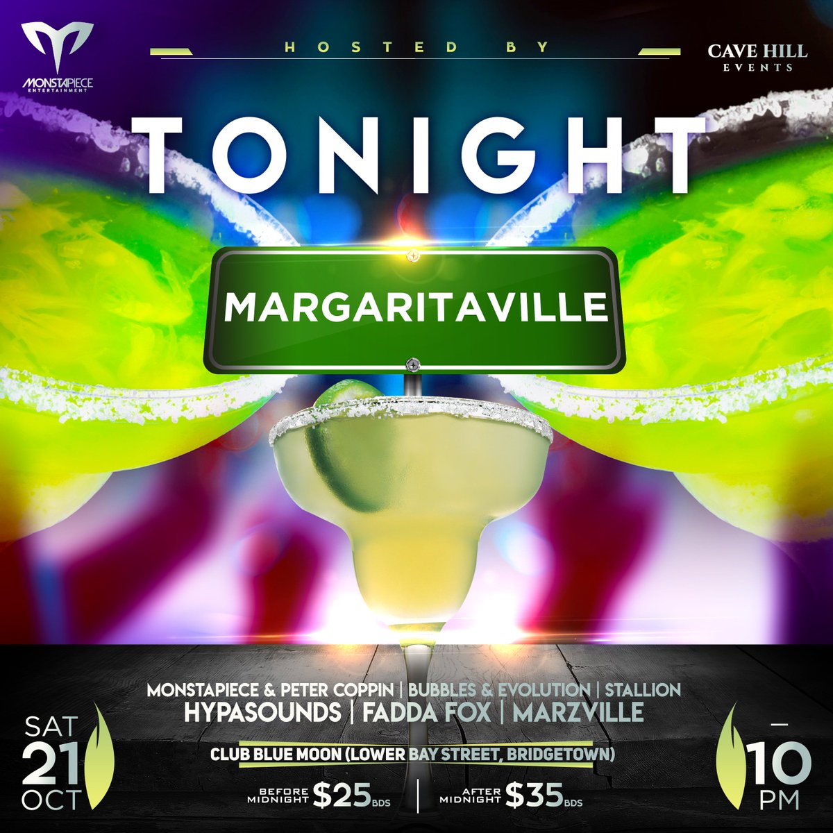 CavehillEvents's tweet photo. MARGARITAVILLE — Tonight's turn up at Club Blue Moon will be too real! 

Details: https://t.co/gSdyxrwrrw https://t.co/deAl75dyOr