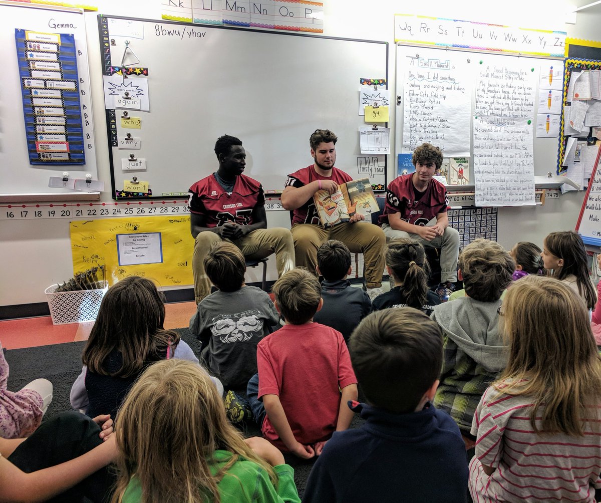 mopearl23's tweet photo. It's always a good morning when the CHS football players come read to us! @cms_comets @ConcordSAU8 @TideCannon https://t.co/nBMTSbLfLn