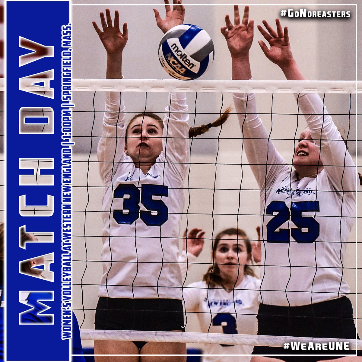 UNESports's tweet photo. MATCHDAY 

@unewvb travels to @wne_goldenbears 

📍Springfield, Mass
⏰ 1pm
📈https://t.co/LLIxRAqUst

#WeAreUNE #GoNoreasters #d3vb #cccvb https://t.co/gdLKfZnJsv