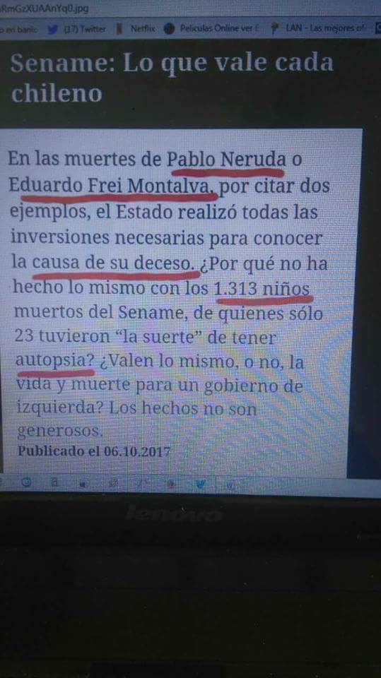 GABY_COLADA's tweet photo. Sra @mbachelet @GobiernodeChile porqué @PCdeChile Hasta Cuándo con Neruda, Freí, etc. Terminemos con la lesera, Justicia niños Sename. https://t.co/QJxzRHXkex
