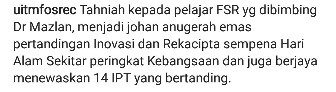 apnshmsdn's tweet photo. Tahniah FSR! #uitmnegerisembilan #fosrec #uitmdihatiku https://t.co/I5esuaEmtS