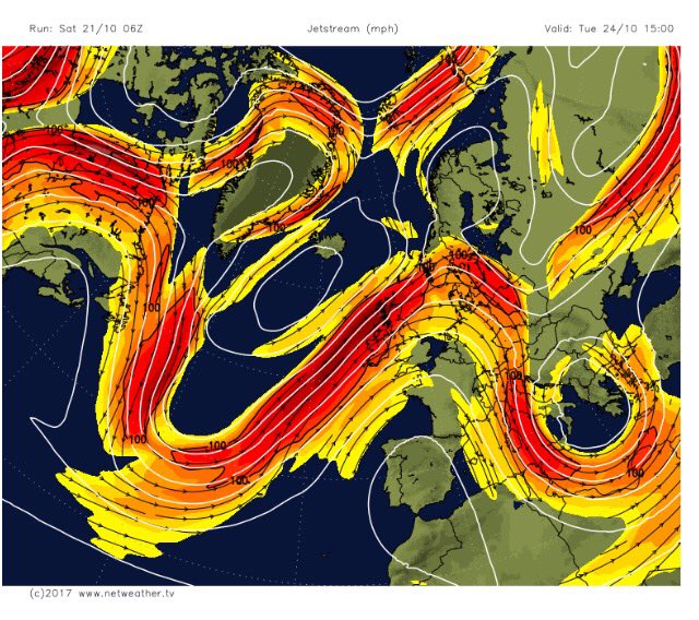 S4Ctywydd's tweet photo. Y #jetlif yn gryf heddiw ac yn ystod y dyddiau nesa felly mwy o dywydd ansefydlog o'n blaenau ni er y gwyntoedd yn gostegu #jetstream https://t.co/jbBWsMuB4i