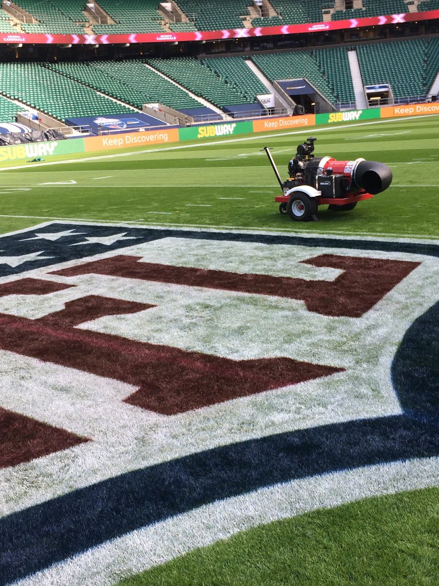 Centre pitch logo being feted after painting this afternoon ready for tomorrow evenings game