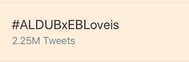 ALDUBNation's tweet photo. Still Trending at Top Spot No. 2 
#ALDUBxEBLoveis with 2.25EM Tweets. 
-DR https://t.co/q3s008LA0Q