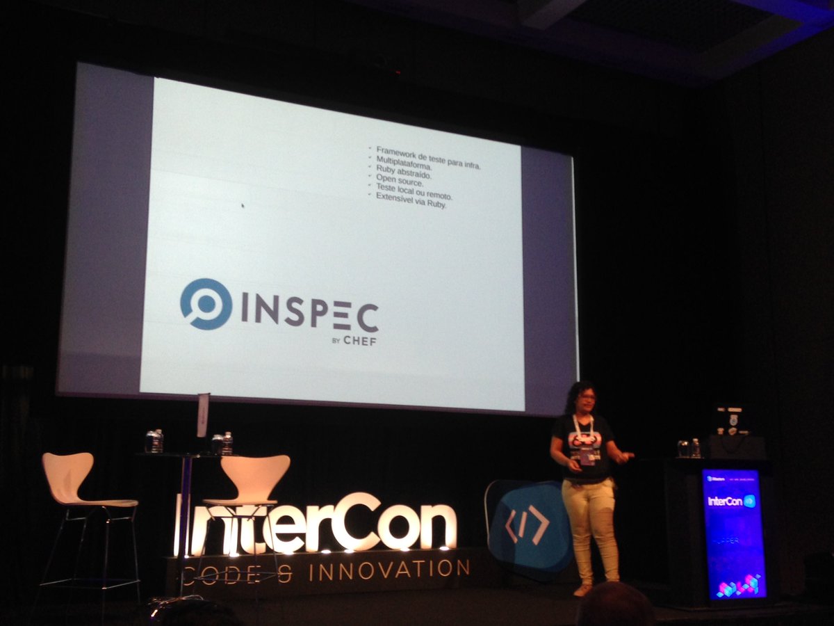 iMasters's tweet photo. INSPEC: framework extensível via Ruby #TestInfra #InterCon17 #inspec https://t.co/E7J1l2vdKV