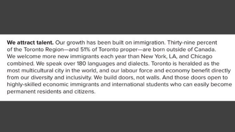 MishkaBalsom's tweet photo. From Toronto’s @amazon bid. #immigrants #diversity #talent #growth #amazonbid #multicultural #economicbenefits https://t.co/Hd4KDR8S0S