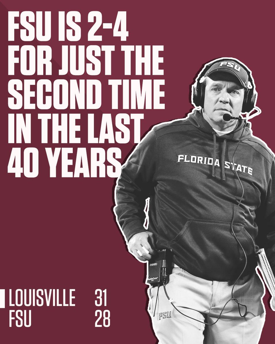 SportsCenter's tweet photo. The Seminoles began the season ranked No. 3.

They are now 2-4. https://t.co/20MaB03JEa
