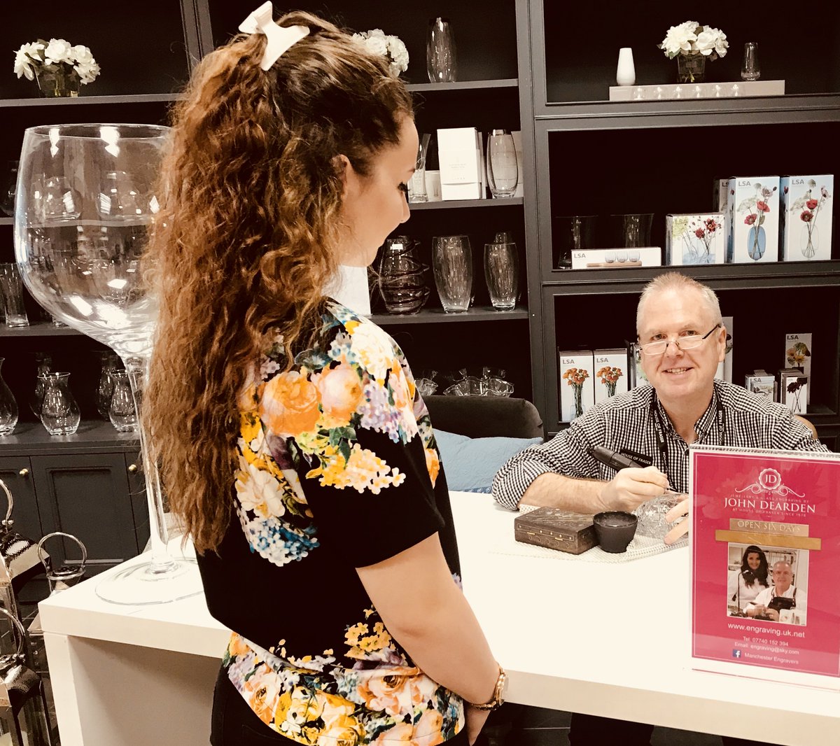 ENGRAVERSMCR's tweet photo. Part of the “2017 Manchester Gold Racquet” Royal Doulton and Waterford Crystal awards being engraved at the House of Fraser Home event. https://t.co/F9mwUAxfI4