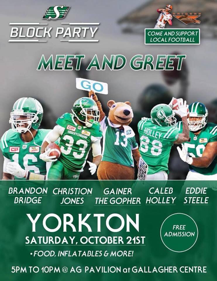 BennyGX94Sports's tweet photo. Just a reminder Sask. Roughriders Block Party set for tonight in Yorkton! https://t.co/oLOHwnSGos