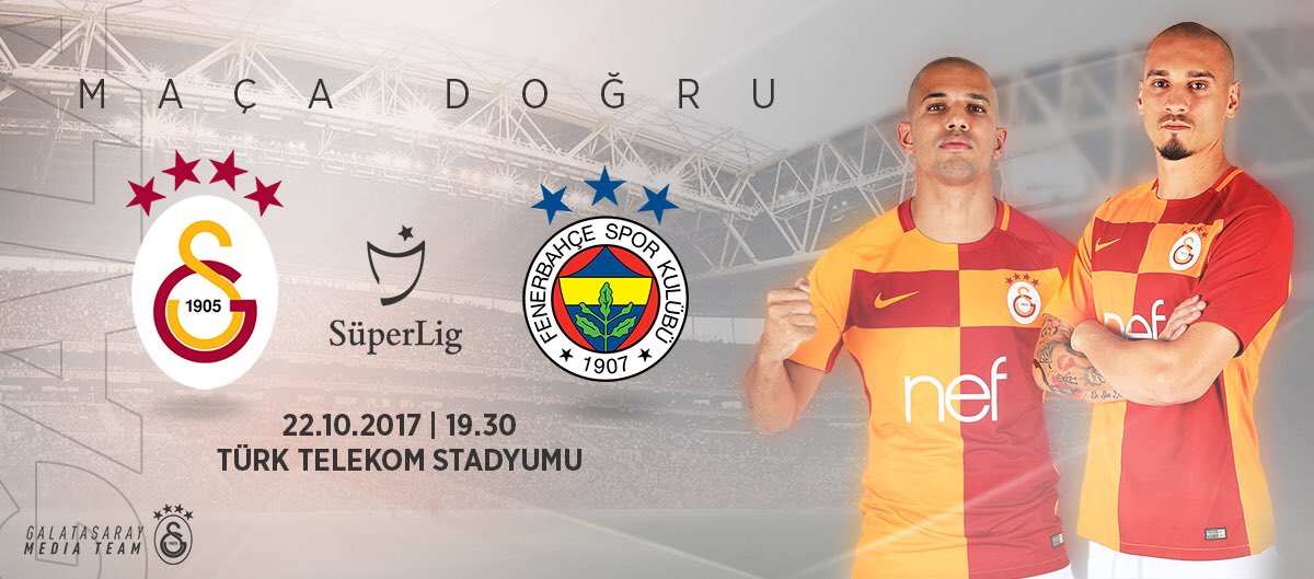 GalatasaraySK's tweet photo. ⚽ #Galatasaray - @Fenerbahce
⏰ 22.10.2017 19.30
📍 Türk Telekom Stadyumu 
👤 Cüneyt Çakır
📱 #GSvFB
📺 @GalatasaraySK
🔗 https://t.co/9nfi2IMJ1G https://t.co/nIzPZ3c8o4
