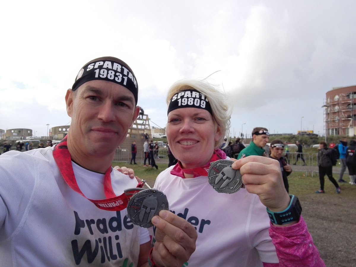 pieterlak's tweet photo. Finished!! Proud to race together with the love of my life! @SpartanRace #SpartanAmsterdam @PWFonds @PWCF1 @fpwr #praderwillisyndrome https://t.co/8n8OwBFYK1