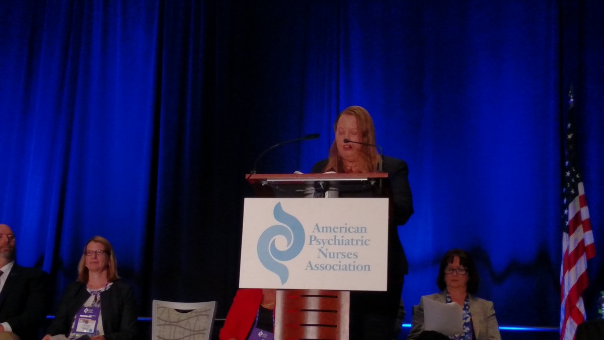 AmerPsychNurses's tweet photo. "We need to challenge the idea that #mentalhealth #nursing isn't real nursing." - APNA Treasurer Donna Rollin #PMHNCon https://t.co/8JXDek2yel
