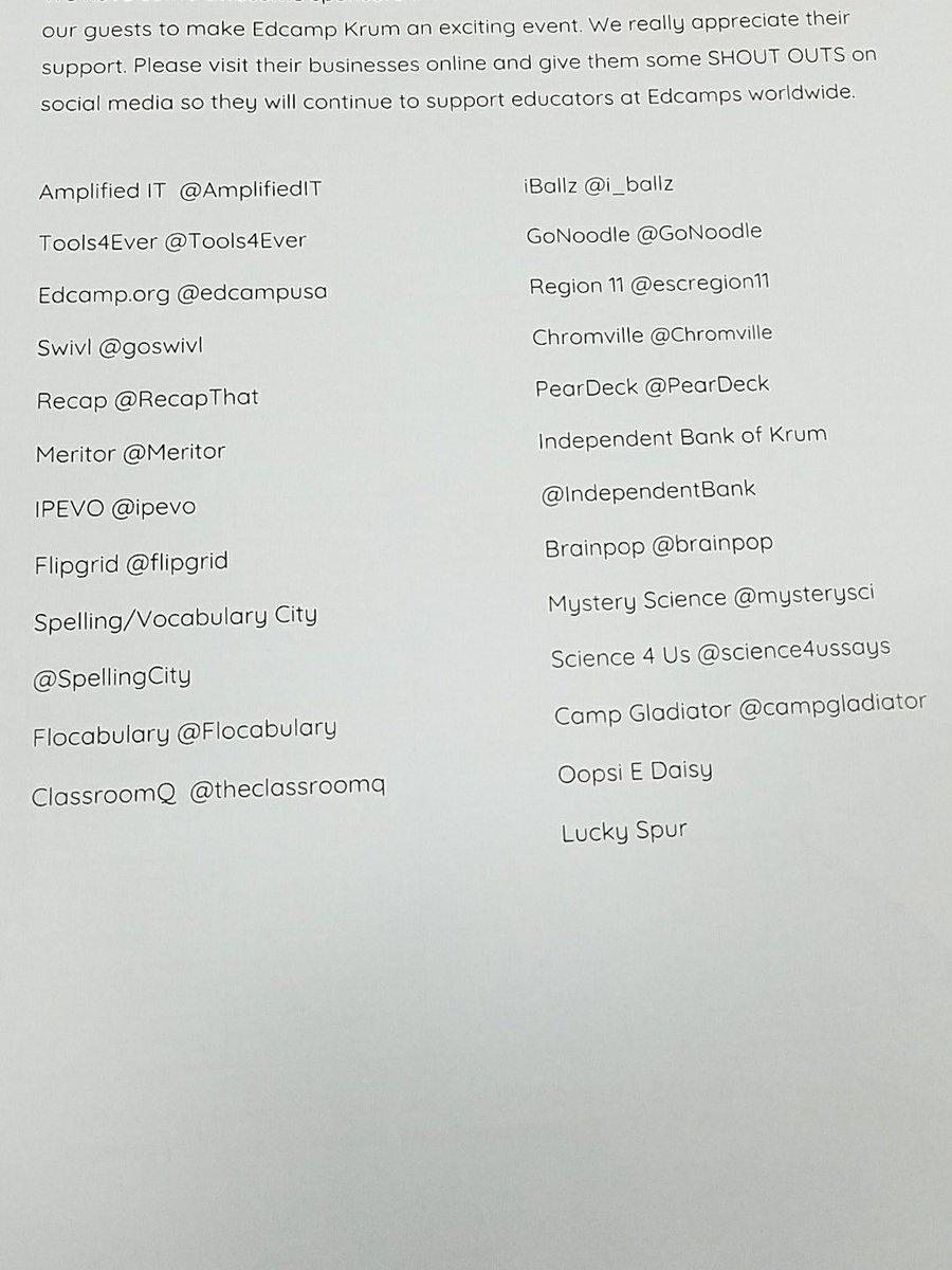 MyClaiborne's tweet photo. Thank you to all our sponsors #EdcampKrum https://t.co/XHODJKu9O9