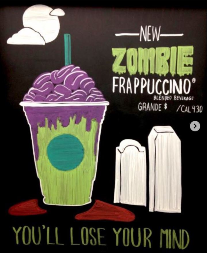 StarbucksMenu's tweet image. New Halloween Frappuccino alert! The #ZombieFrappuccino will be available October 26-31 starbuckssecretmenu.net/starbucks-zomb… #StarbucksSecretMenu