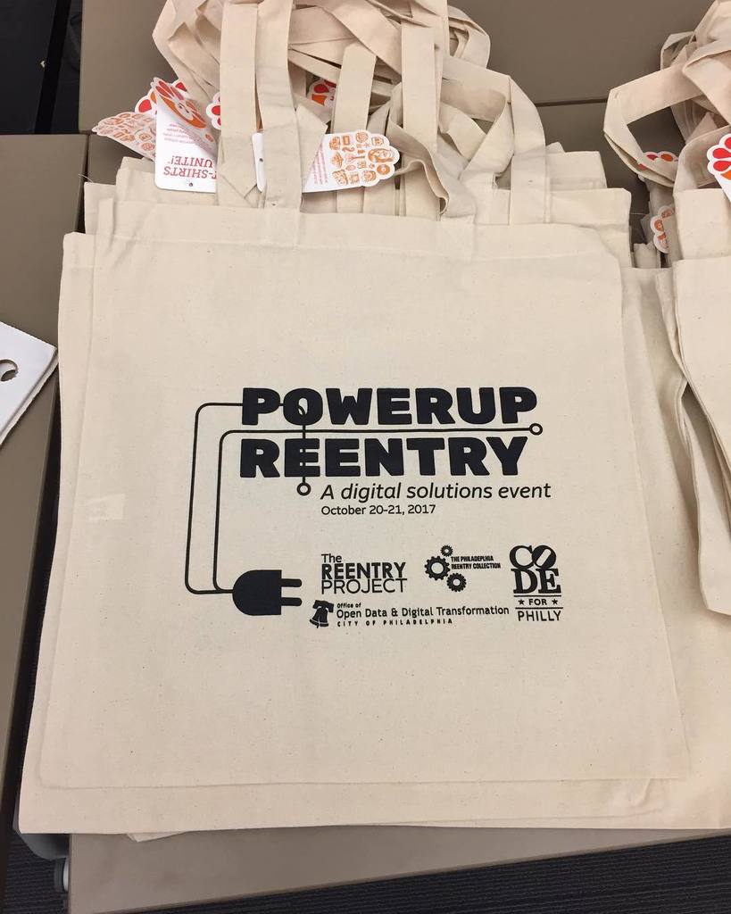 CodeForPhilly's tweet photo. A tech event without a t-shirt. It's possible. #PowerUpReentry https://t.co/0Zg6sCEtvC https://t.co/3ew8qd05OK