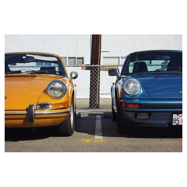 Porsche's tweet image. Old friends share a quiet rare #PorscheMoment.
