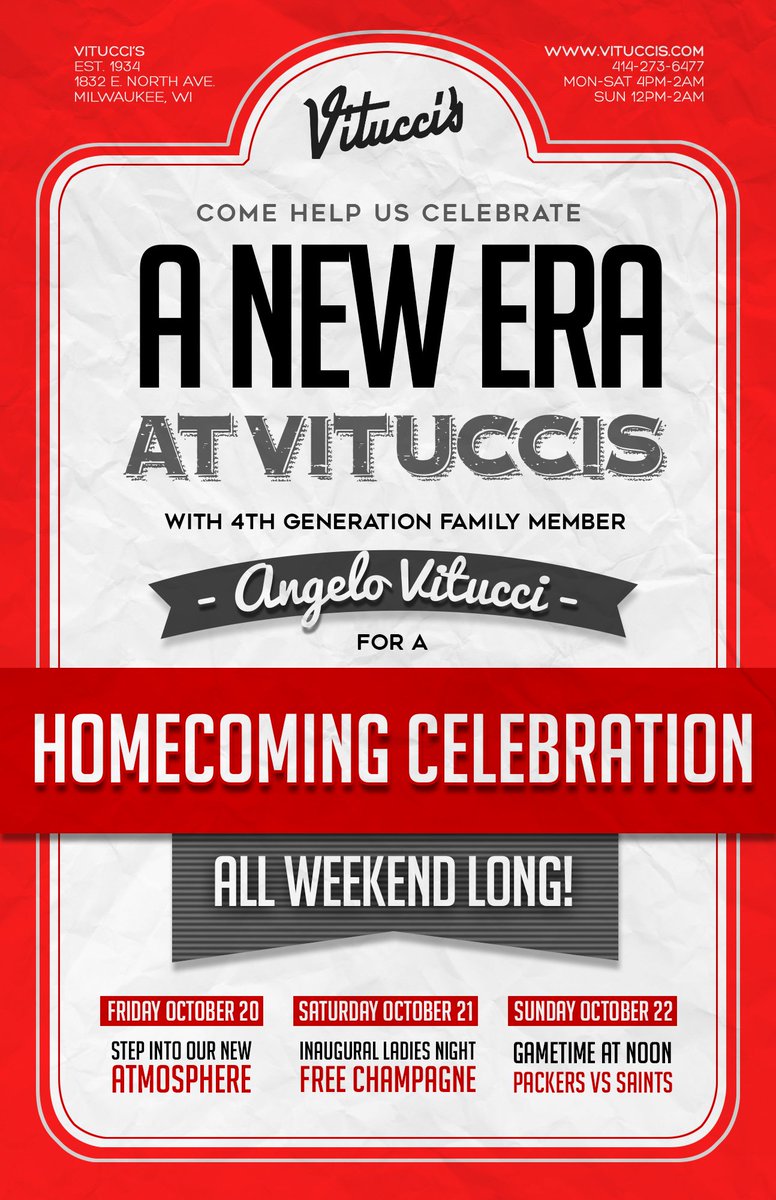 4th generation family member Angelo Vitucci takes over <a href="/vituccis/">Vitucci's </a> and brings back bar we all have loved for SO long! Come see for yourself!