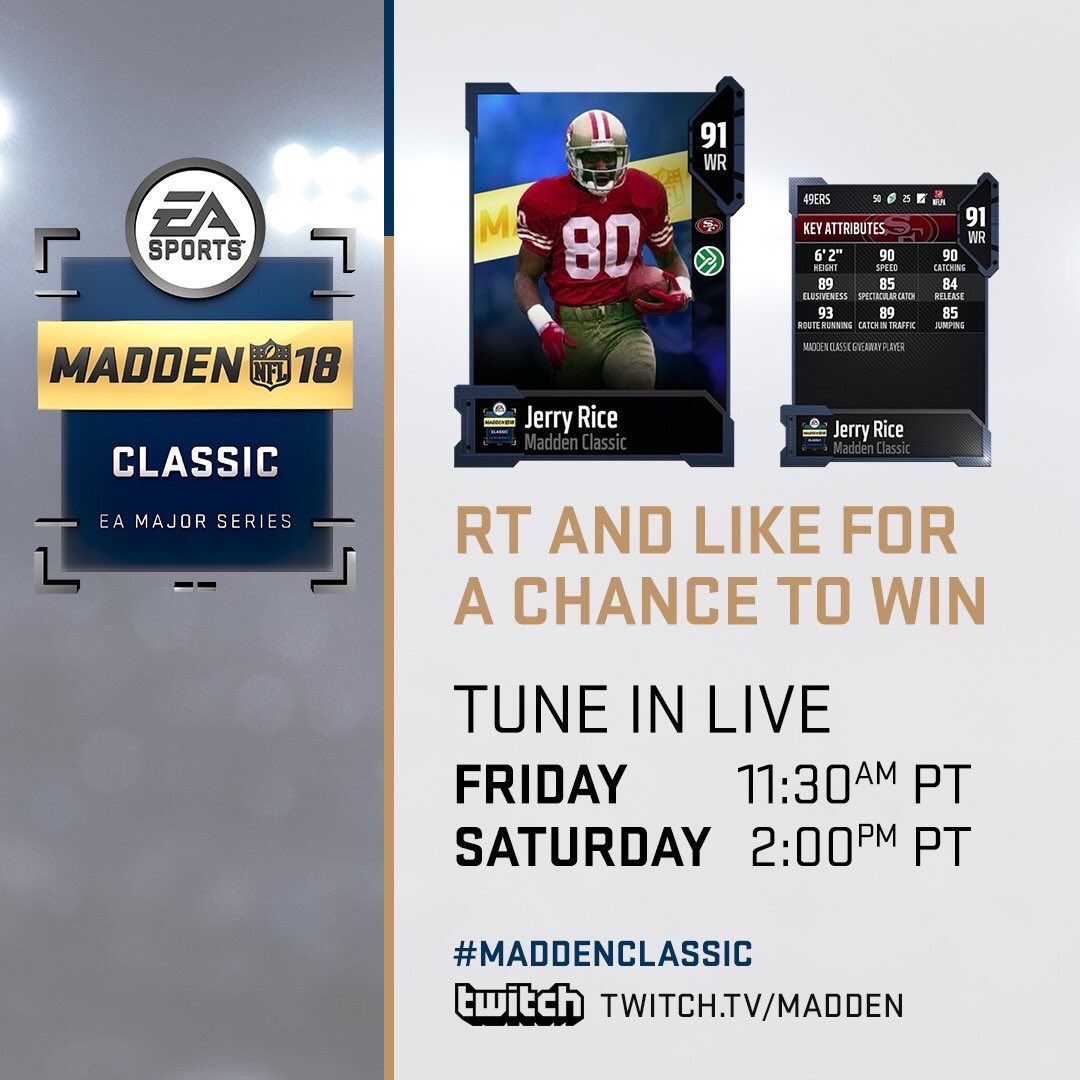 PX1Sports's tweet photo. What's your favorite new feature/improvement in #Madden18? RT, like and reply with answer then join me watching the #MaddenClassic to win! https://t.co/HwE6FEKgi9