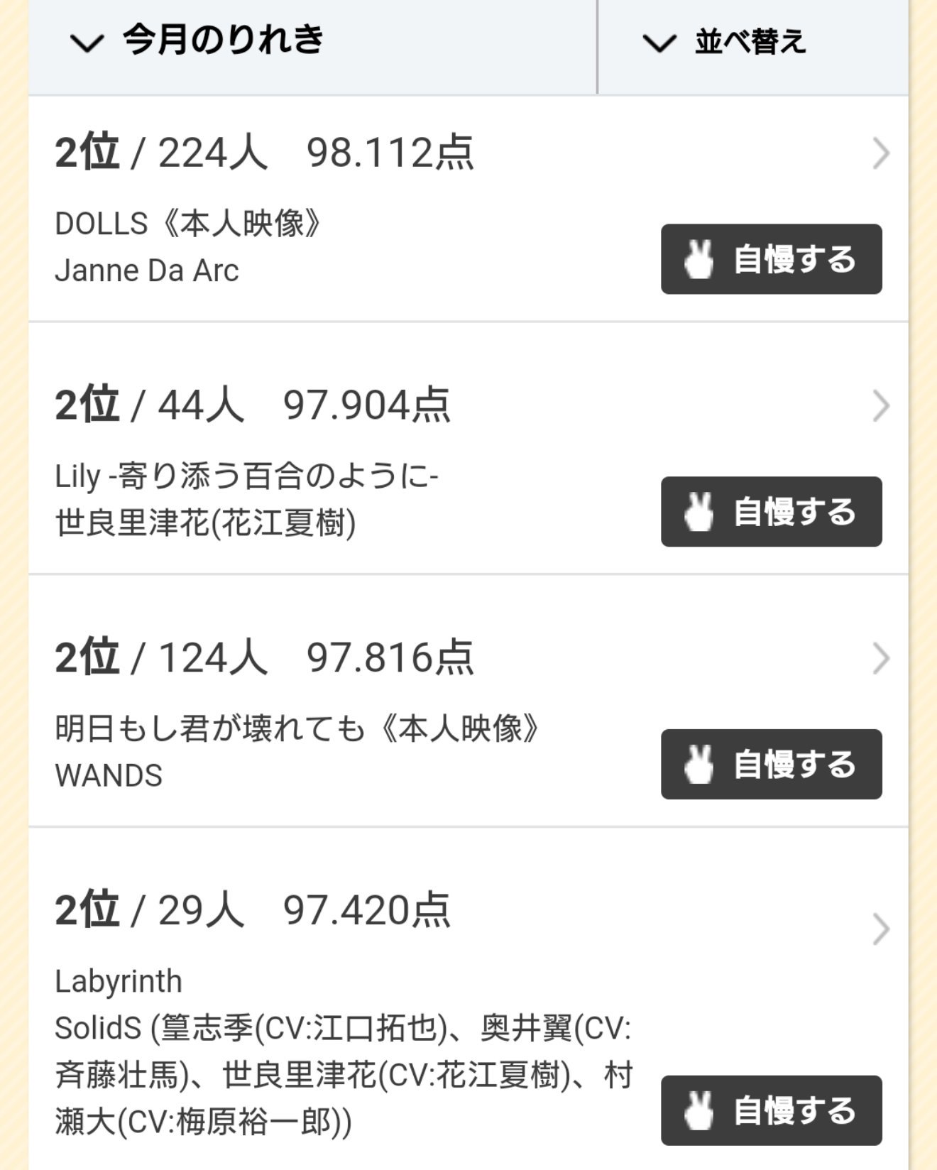 江口 たぬき 初めて98点出て超嬉しい O O しかし トップ10 2位ばかりww カラオケ 全国採点 Joysound 江口 たぬき 初めて98点出て超嬉しい O O しかし トップ10 2位ばかりww カラオケ 全国採点 Joysound