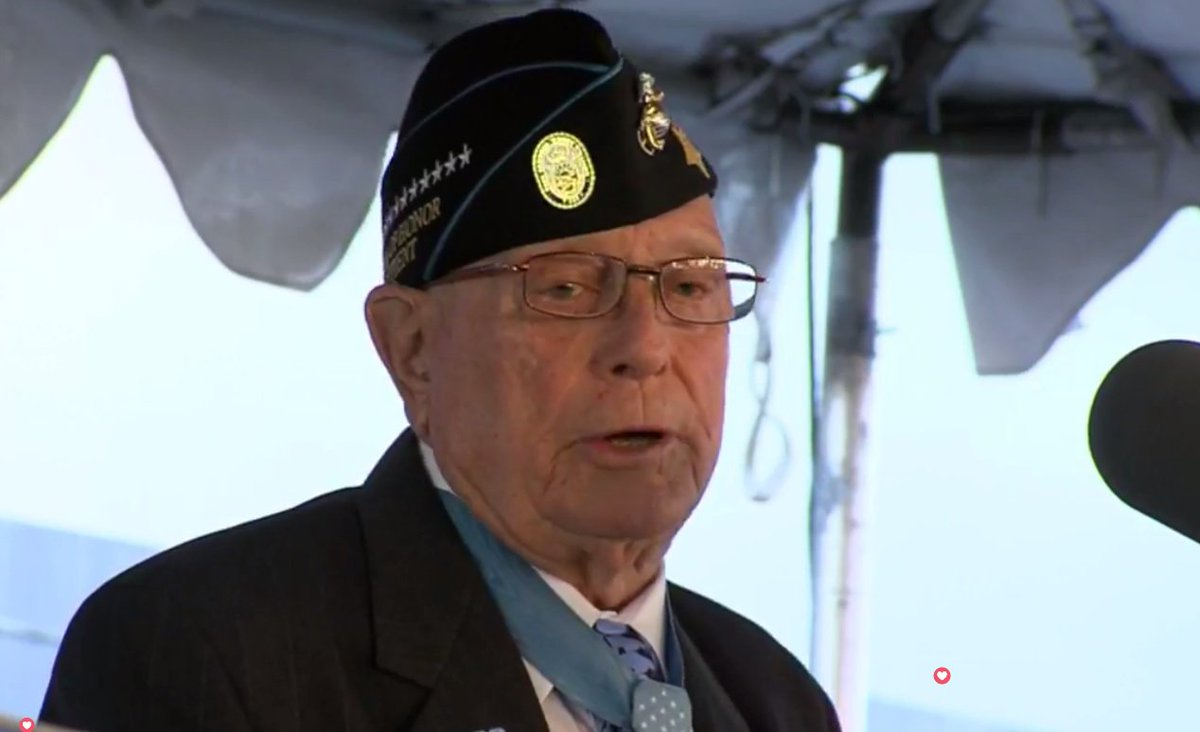 WVVA's tweet image. Congratulations @WoodyWilliams45 ! The WWII hero speaking at the christening ceremony USNS Hershel "Woody" Williams in San Diego, CA