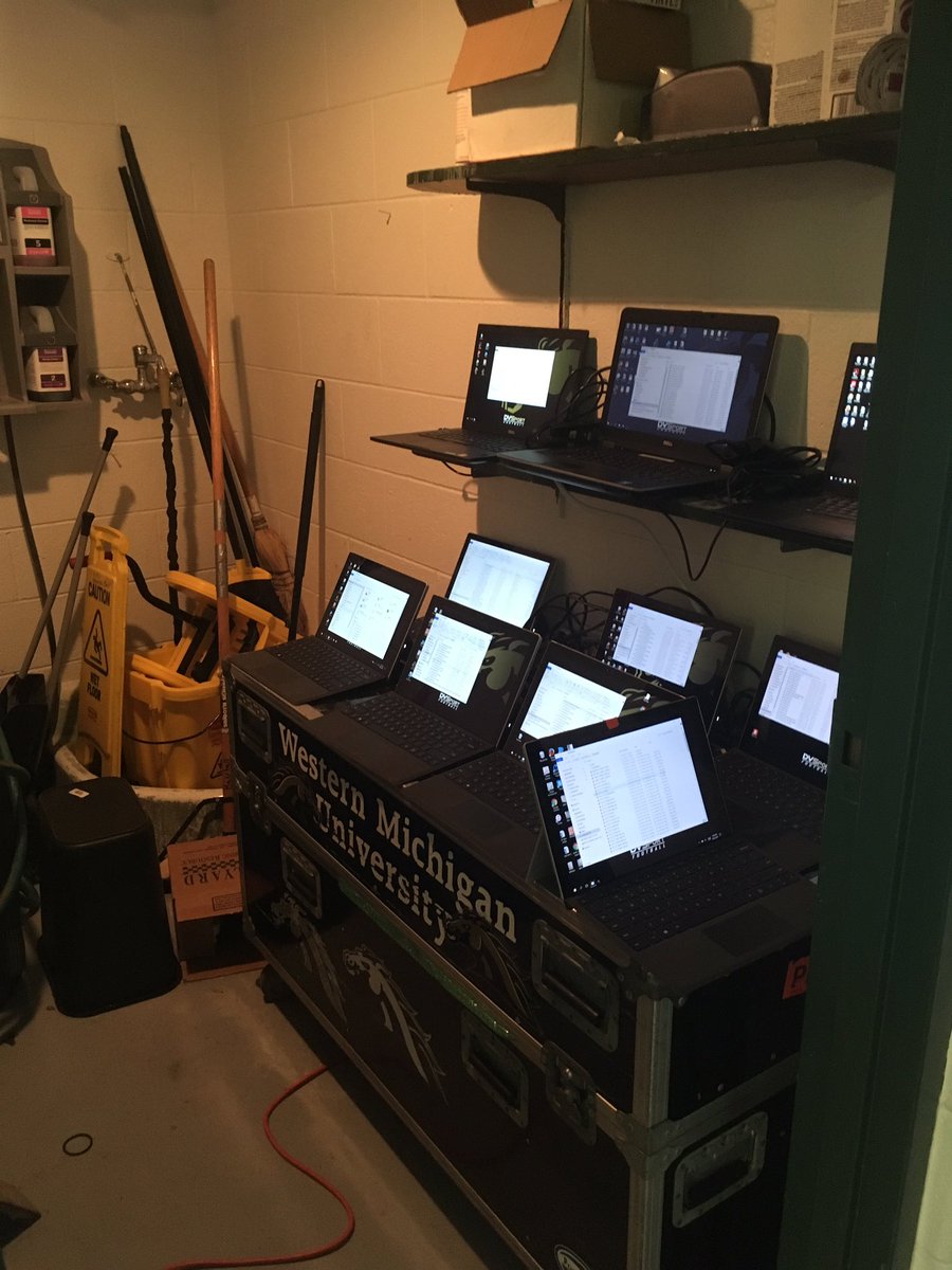 WMUFBVIDEO's tweet photo. Makeshift video office. Find a way. #LetsRide https://t.co/ulDIbWchgY
