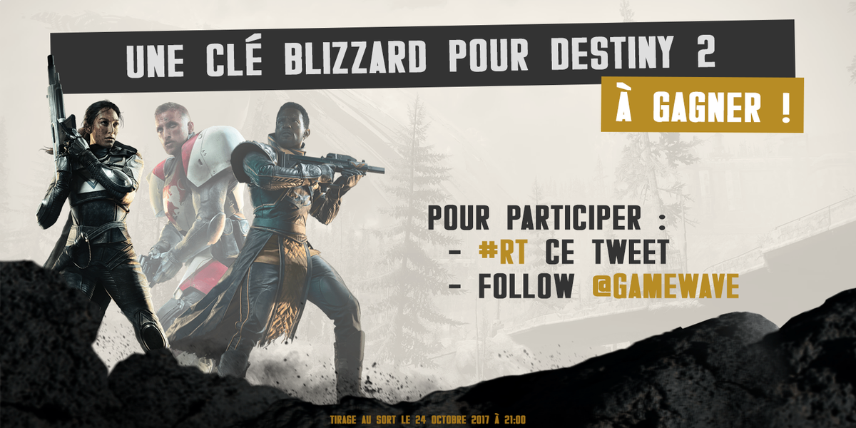#Concours un jeu #Destiny2 sur PC à gagner !

Pour participer : 
- #RT ce tweet
- Follow <a href="/GAMEWAVE/">GAMEWAVE</a>
