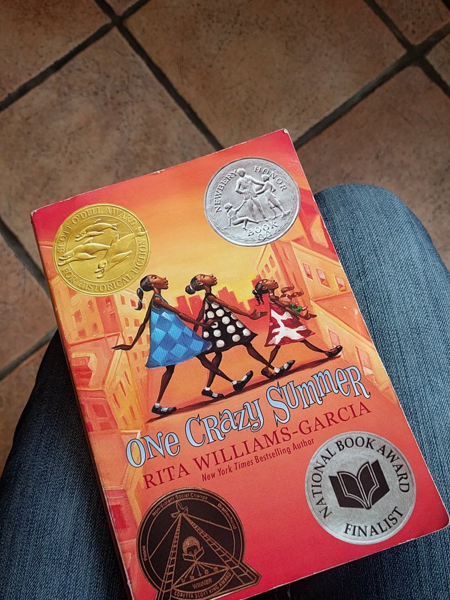 ElemEdJulia's tweet photo. A rainy day calls for cozying up inside with a good book! Currently reading this for #CI3401 and I love all the dynamic characters! #KidLit https://t.co/YDVTAzInbA