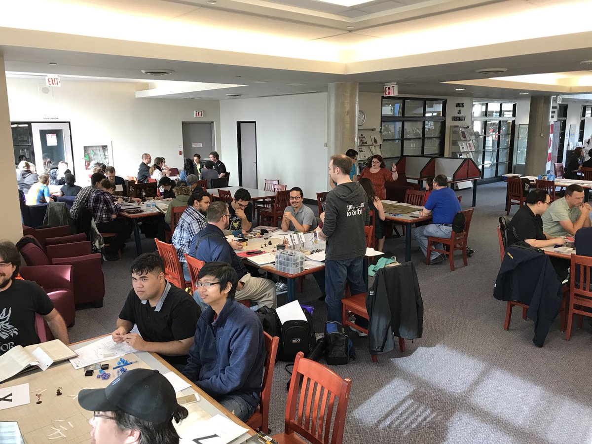 mississaugalib's tweet photo. All the D&amp;D action is taking place on the third floor with the  @AdventuringZone team. #MCX2017 https://t.co/Ade24ri18w