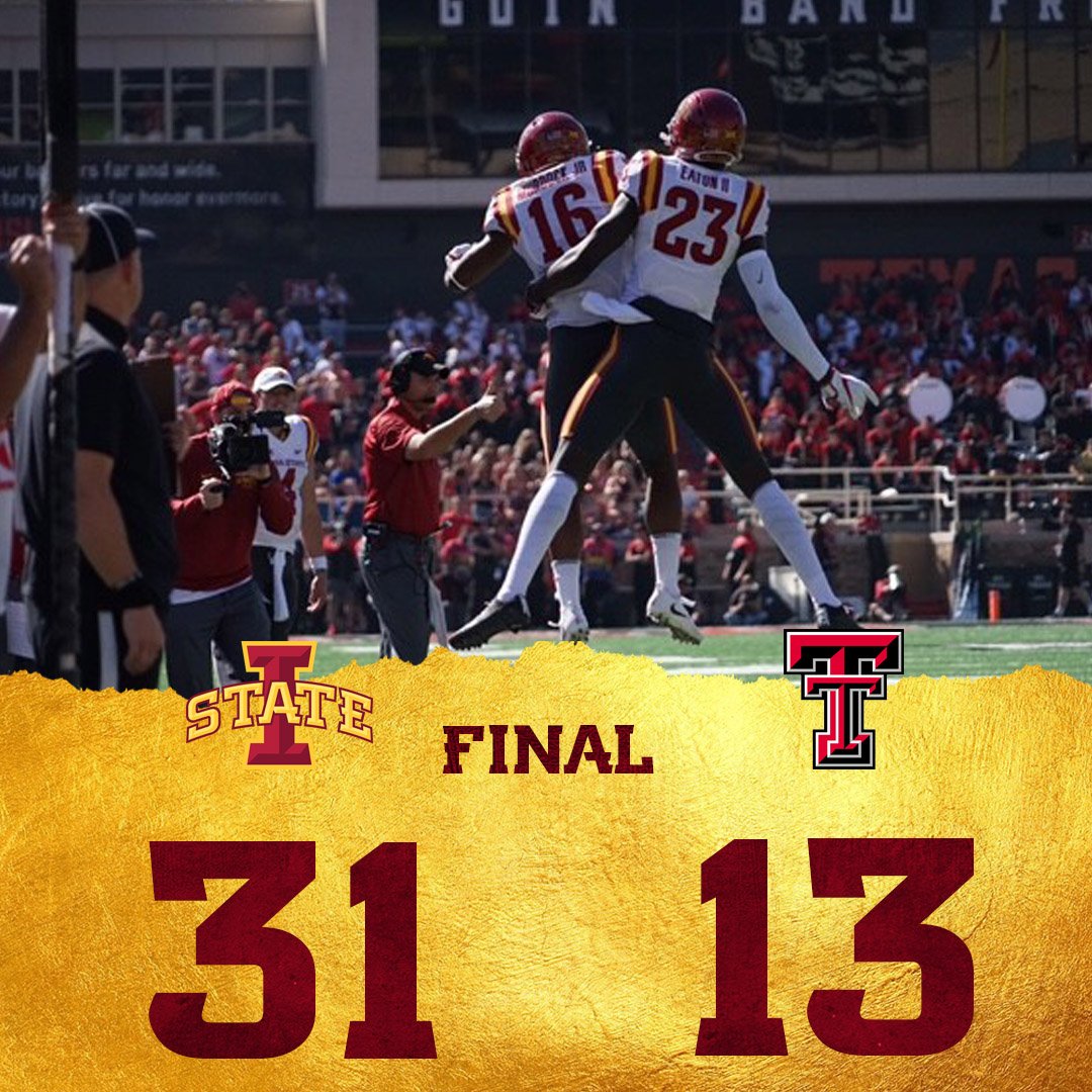 CycloneFB's tweet photo. IOWA STATE WINS!

The #Cyclones improve to 5-2 and 3-1 in Big 12 play for the first time since 2002! https://t.co/AI0YJI4dKY