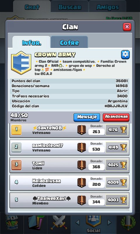 🔶crown army🔶

🔸estamos buscando jugadores (+3800) para jugar ligas 

🔸MD