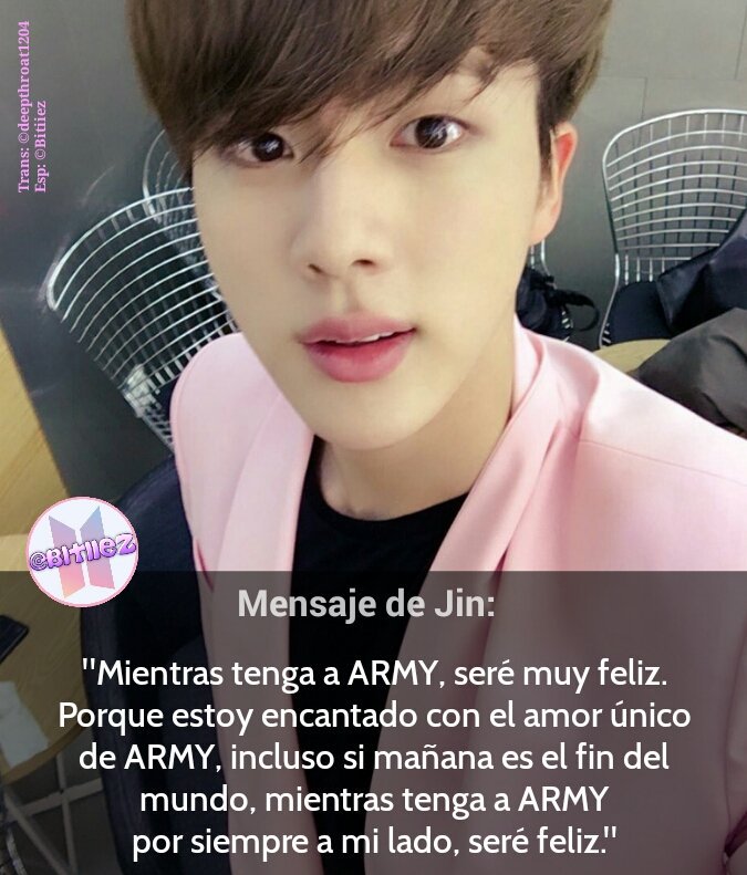 BTSquadPress's tweet photo. Jin para la revista Japan Official Fanclub

"Mientras tenga el amor de ARMY siempre a mi lado, seré feliz." 😍💕 https://t.co/klUASDgo9Z