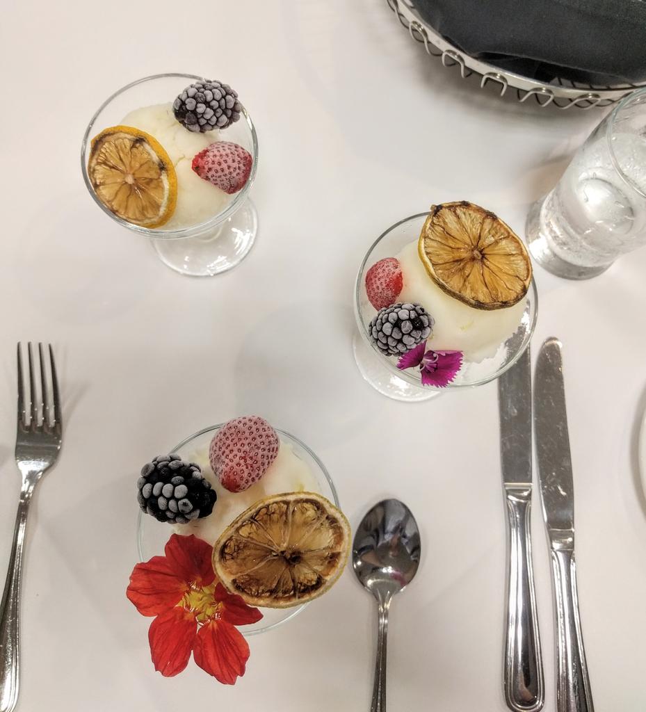 chefheidifink's tweet photo. Look! We got a palate cleanser at our fancy dinner! 😍 #FBC2017 #lemongelato https://t.co/lJZJOAcjtf