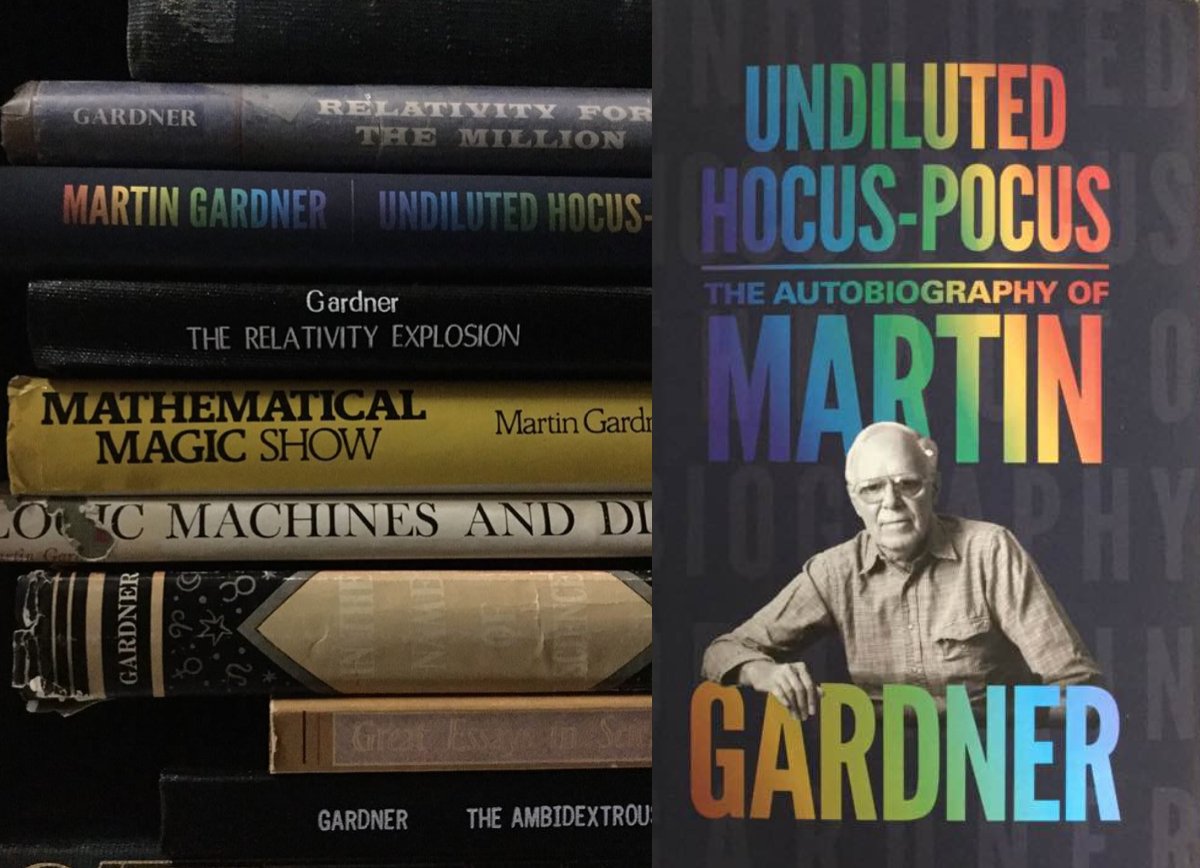 PalmeriJoAnn's tweet photo. Celebrating Martin Gardner (born #OTD 1914) with some of his works held in our collection #mathematics #puzzles #popsci https://t.co/QJgsXDuLZL