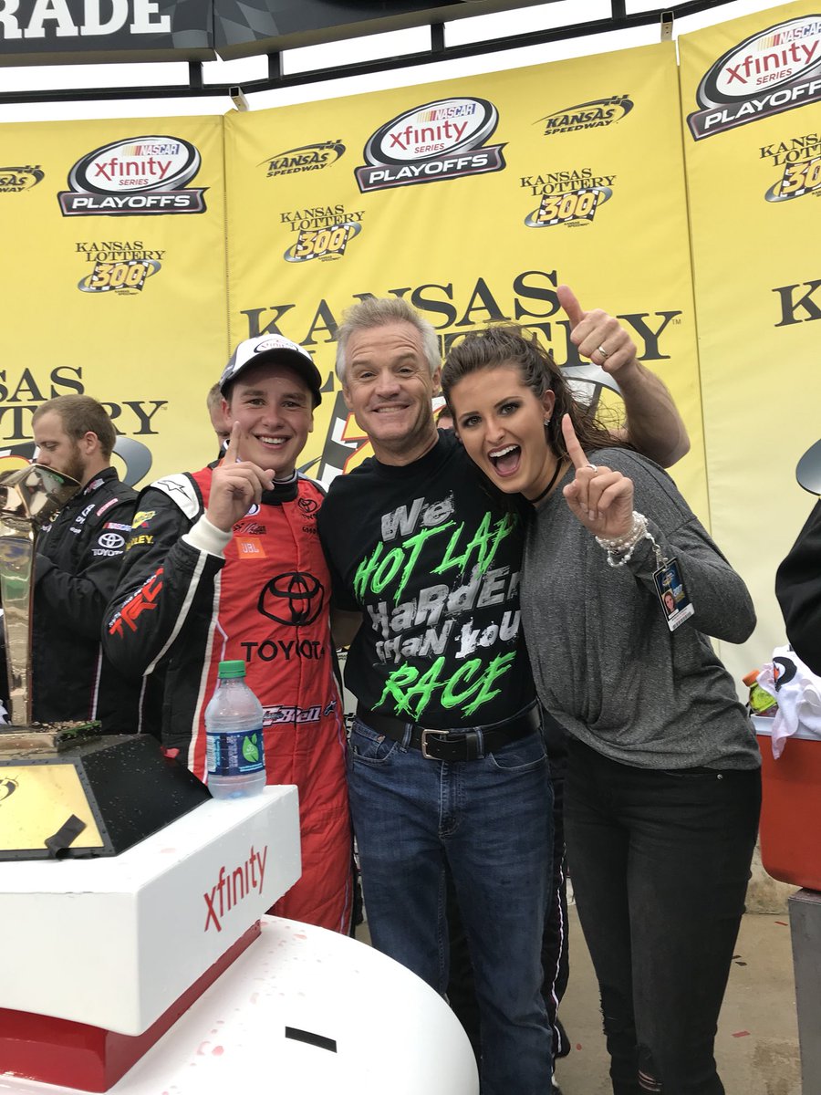 Kenny_Wallace's tweet photo. My favorite story of the day: I went into victory lane to congratulate @CBellRacing and first thing he said was. “I love that shirt”. #BC. https://t.co/O2NwNKh6iw
