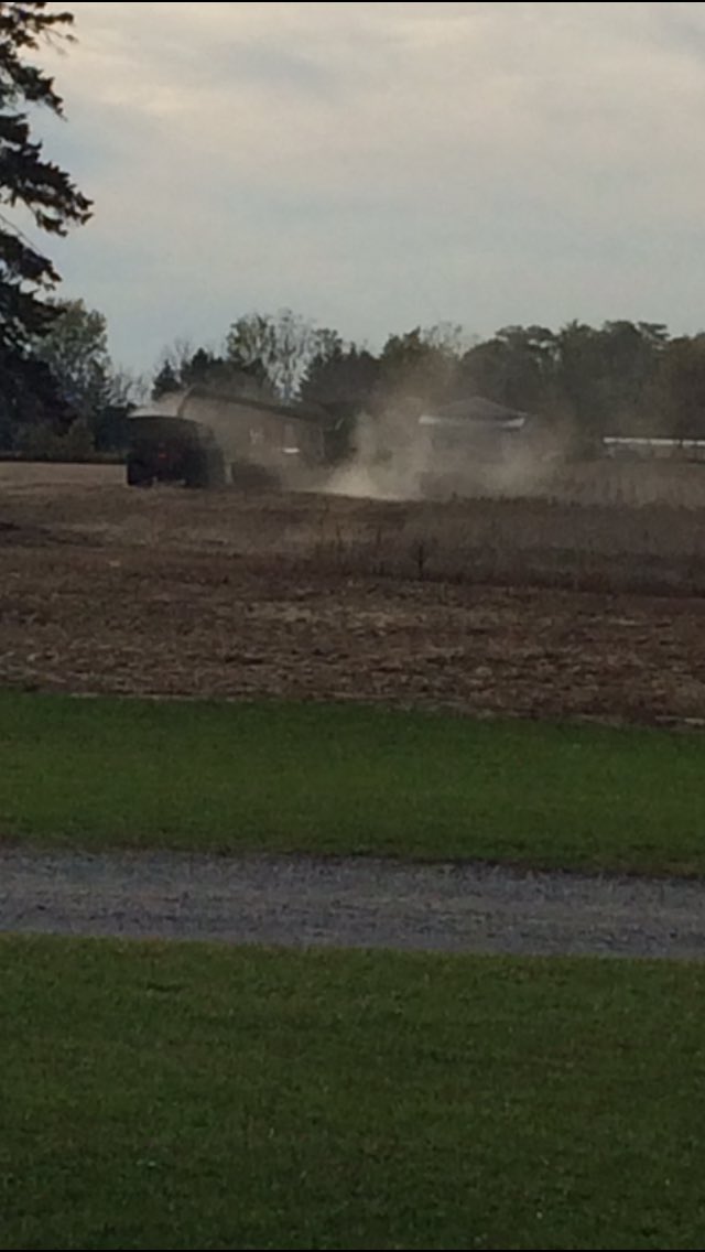RitaCollver's tweet photo. Yes that is a combine and grain wagon! #dustcloud    #justwashedcar #closewindows https://t.co/uVGMuxiyto