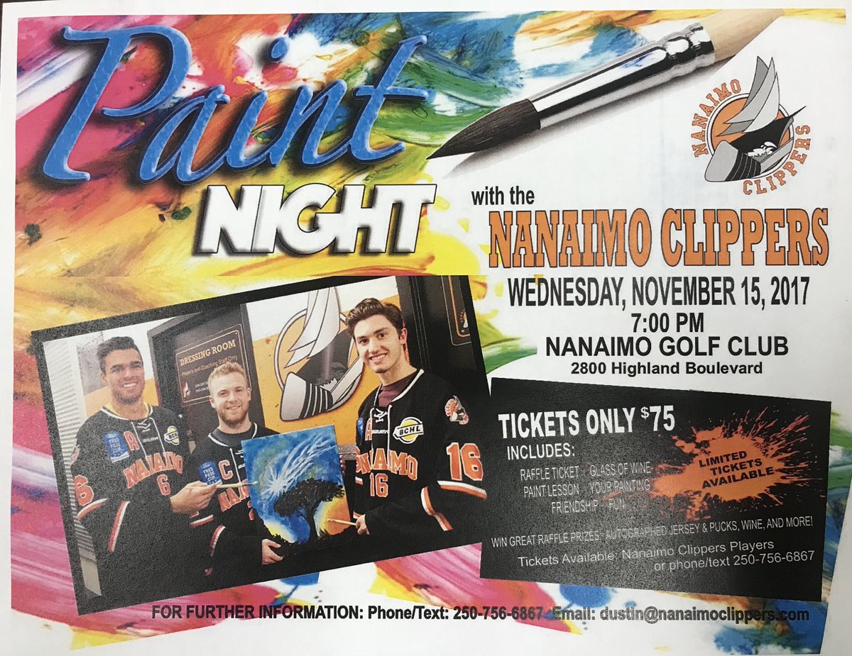 ClippersHockey's tweet photo. Like painting 🎨 and wine🍷? Come join us for paint night ! #PaintNight #Nanaimo #Community #somethingtobeproudof https://t.co/JMOcbfXvjZ