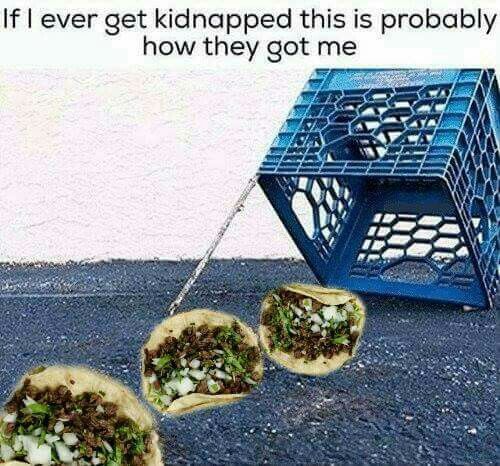 WacoTacoCookoff's tweet photo. How bad could being kidnapped really be if it involves tacos??😂 https://t.co/yMWDjxbsfb