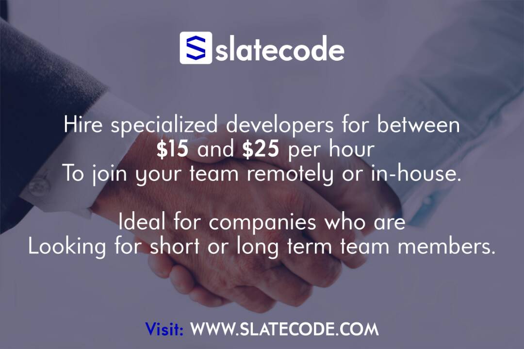SlatecodeNG's tweet photo. Hire top 3% software developers https://t.co/01K703i5wn #Software #programmer #technology #remotedeveloper #remotework #slatecode #Slack https://t.co/seDzrGF9vu