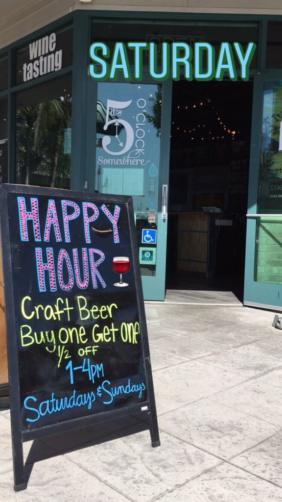 5oclockwinebar's tweet photo. #HappyHour on #Saturdays &amp; Sundays from 1 pm to 4 pm of our 6 rotating taps of craft #beer; buy ONE, get one half OFF! 🍻🍷 https://t.co/XY6X5WyOXZ