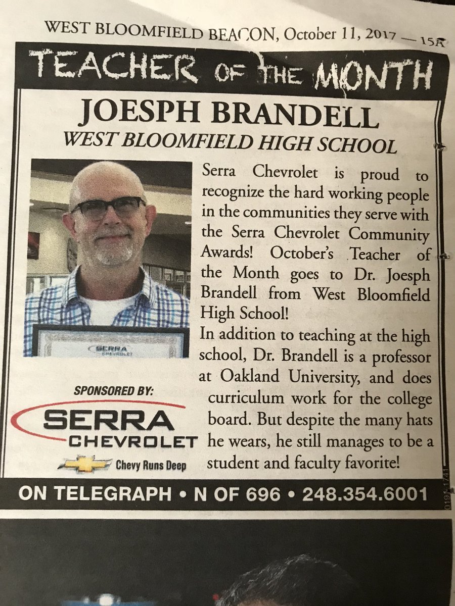 LisaMillerGraff's tweet photo. So proud of WBHS teacher, Dr. Brandell. Congratulations #onlyWB https://t.co/WWHLcGl5Uq
