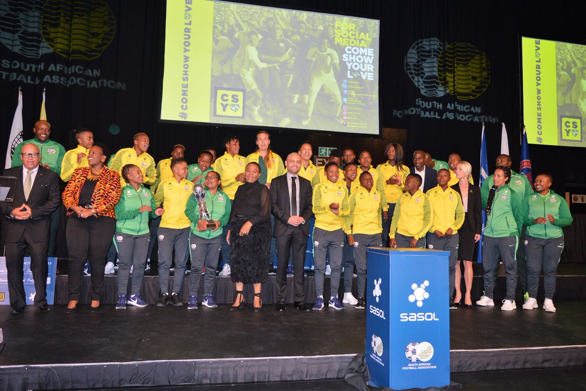 SAFA_net's tweet photo. @Banyana_Banyana were honoured by @sasolsa and the SAFA Congress on their sterling 2017 COSAFA Women's Championships performance #CSYL https://t.co/RgPAyDKHl9